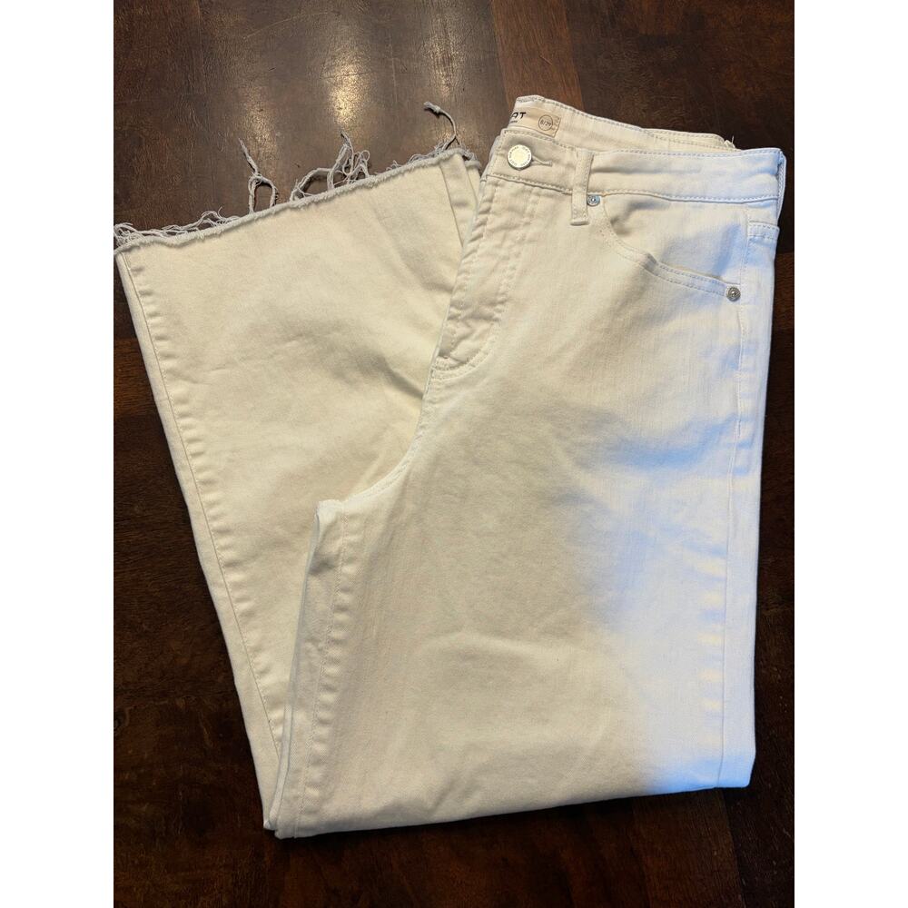 OAT New York Cream Wide Leg Rough Hem Jeans Size 8/29 Preowned